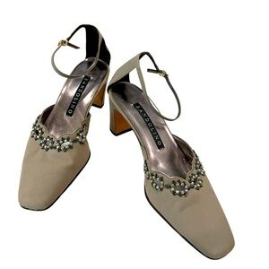 Gently Worn, Bandolino Taupe Sling Back Heels (Size 8 1/2 M)